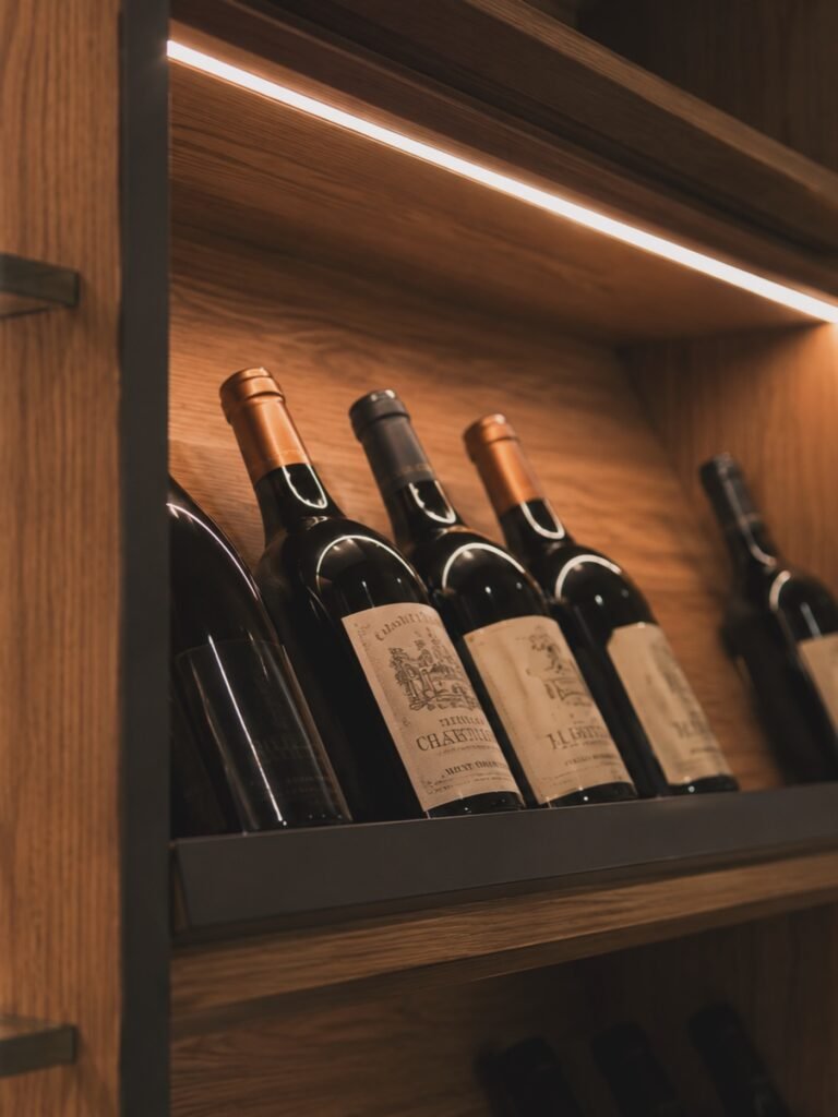Cave à vin vitrée en chêne avec éclairage intégré — photo 3