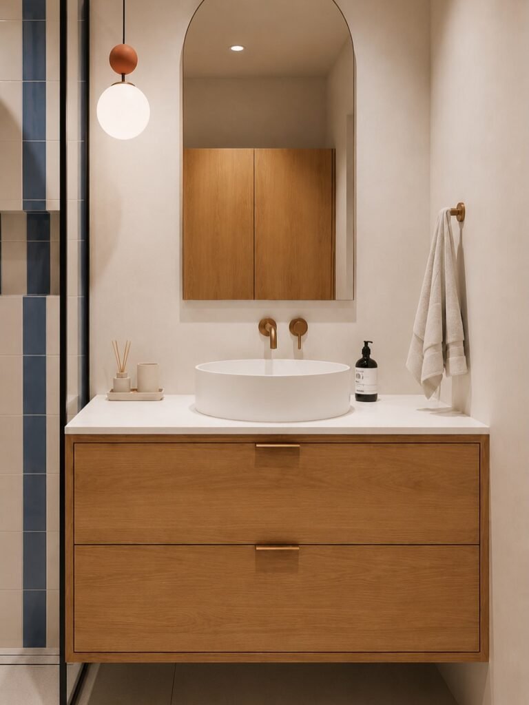 Salle de bain en chêne avec finitions laiton — photo 4