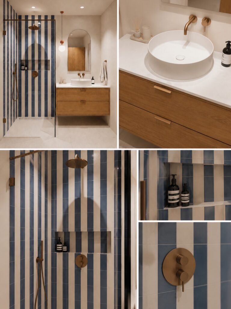 Salle de bain en chêne avec finitions laiton — photo 5