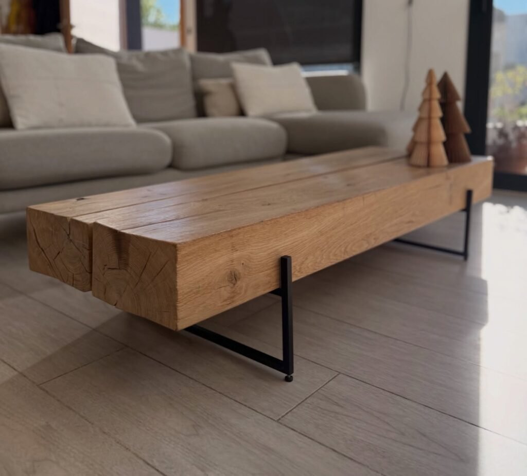 Table basse en poutres de chêne — photo 2