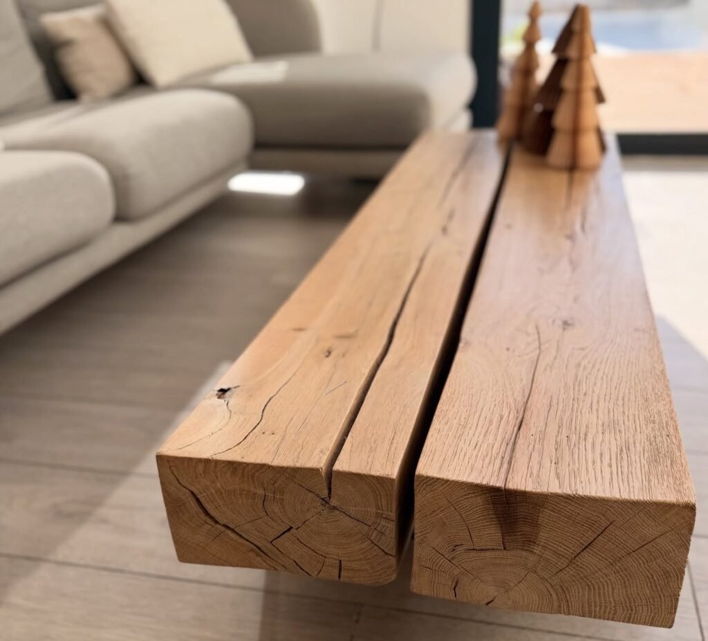 Table basse en poutres de chêne — photo 3