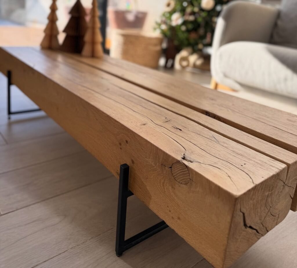 Table basse en poutres de chêne — photo 5